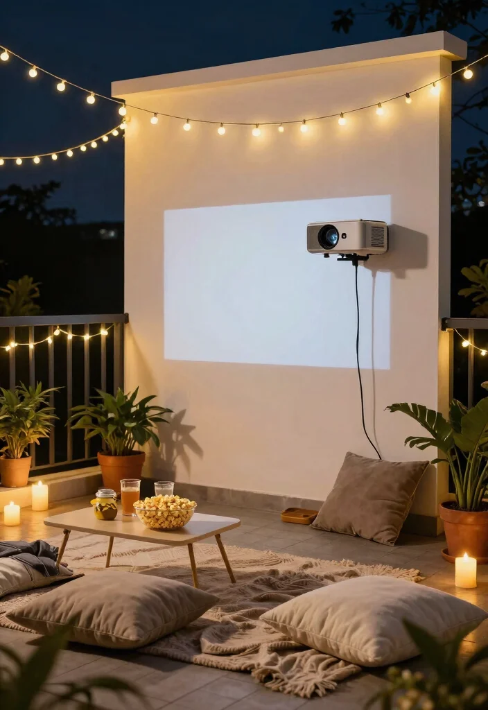 14 Open Balcony Ideas for Breezy Everyday Living 4. Outdoor Movie Night 0