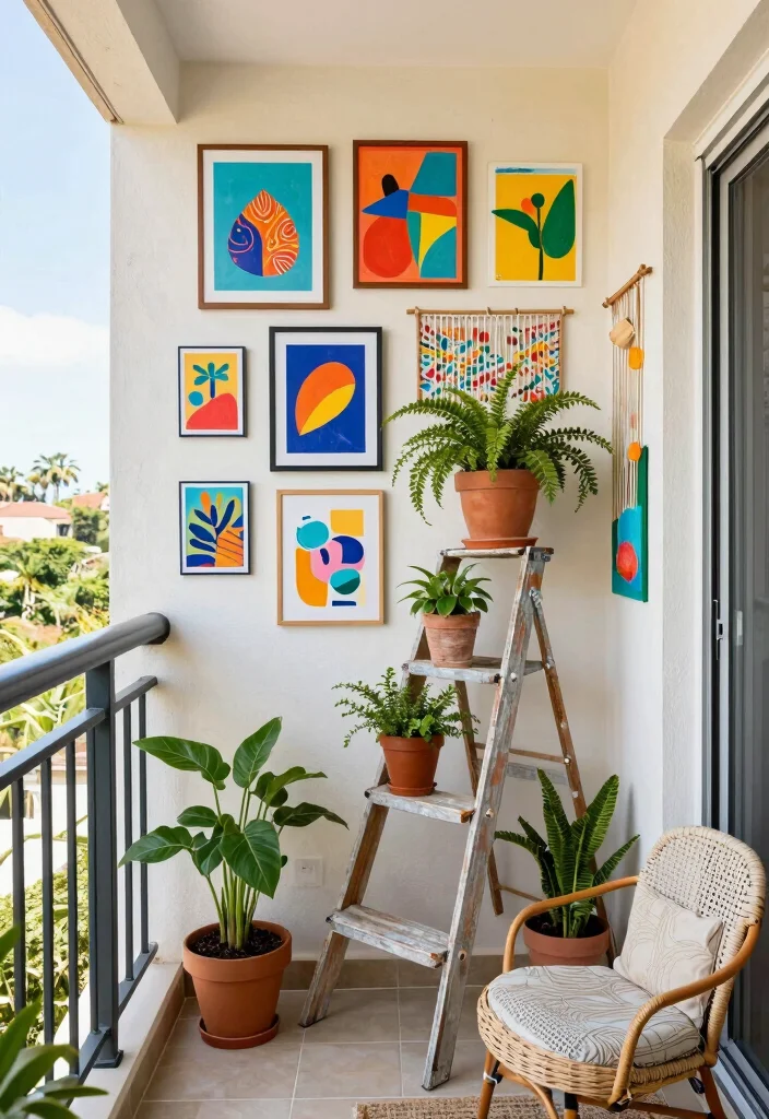 14 Open Balcony Ideas for Breezy Everyday Living 7. Artistic Balcony Display 0