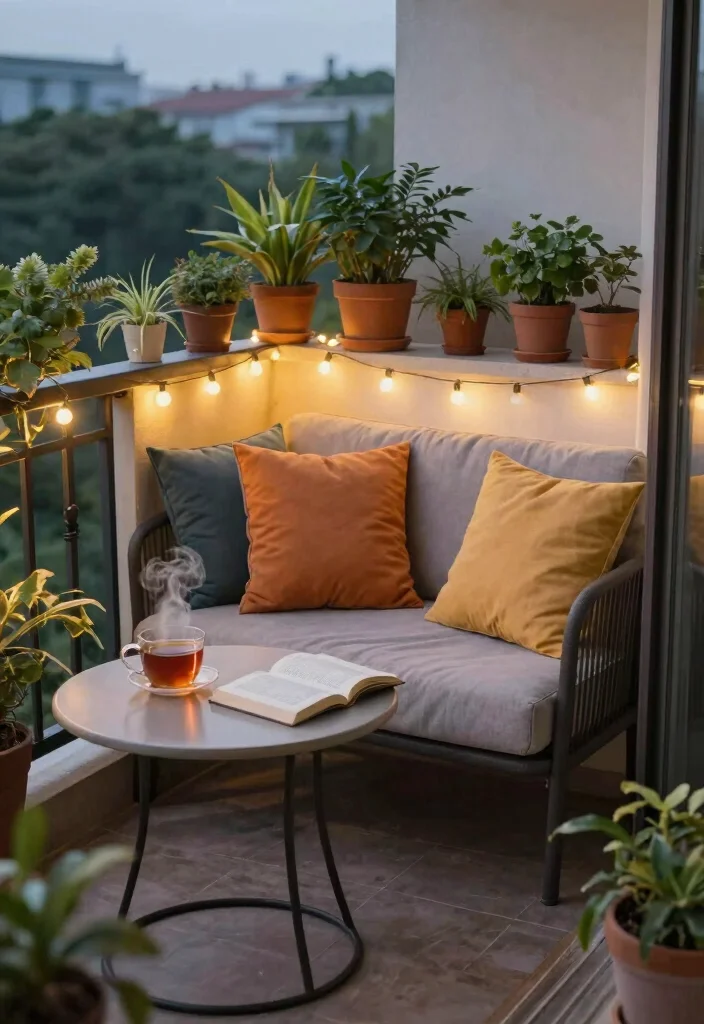 14 Small Apartment Balcony Ideas Styled for Everyday Comfort 1. Cozy Corner Nook 0