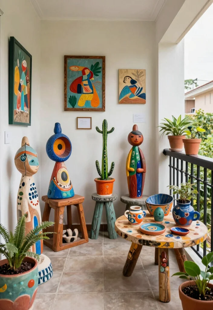 14 Small Apartment Balcony Ideas Styled for Everyday Comfort 6. Artistic Balcony Decor 0