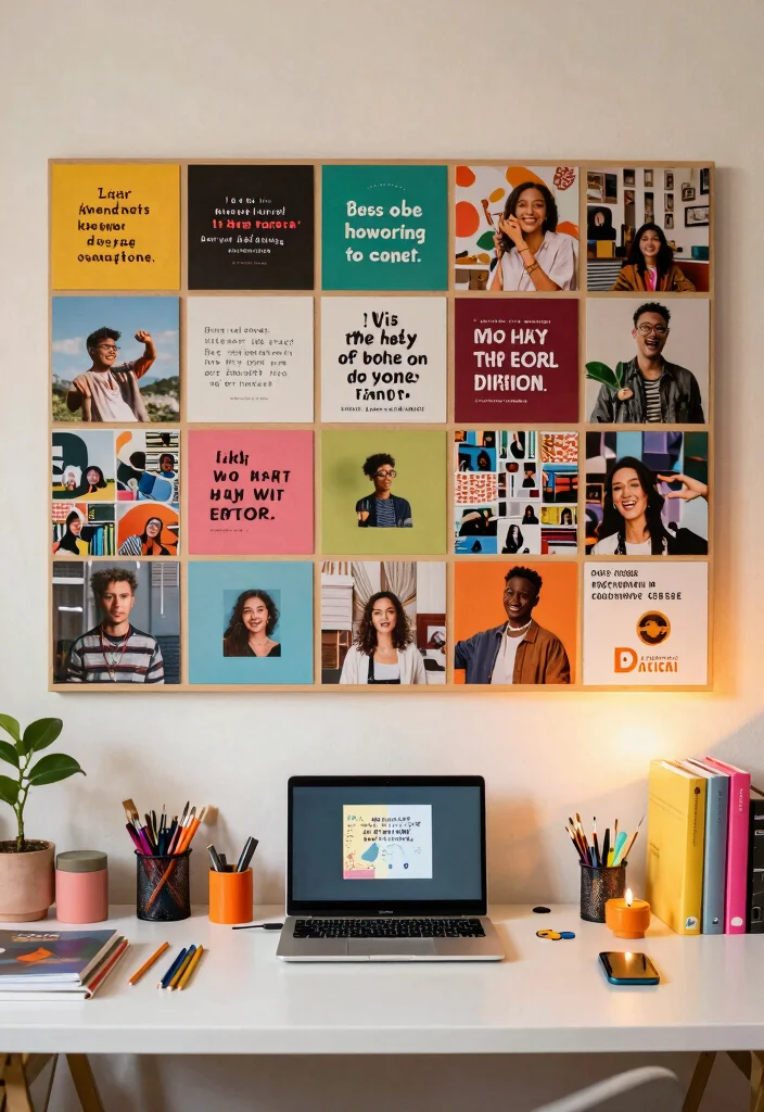 14 Small Desk Setup Ideas for Focused Work and Study Vibes 14. Inspirational Mood Board 0