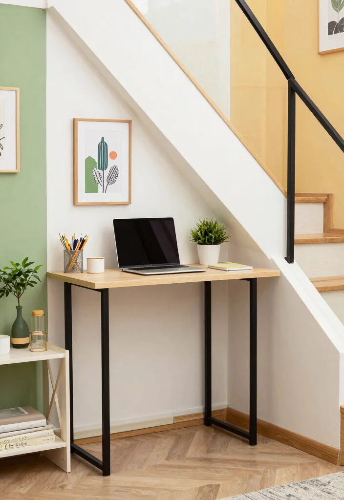 14 Small Desk Setup Ideas for Focused Work and Study Vibes 3. Under the Stairs Office 0
