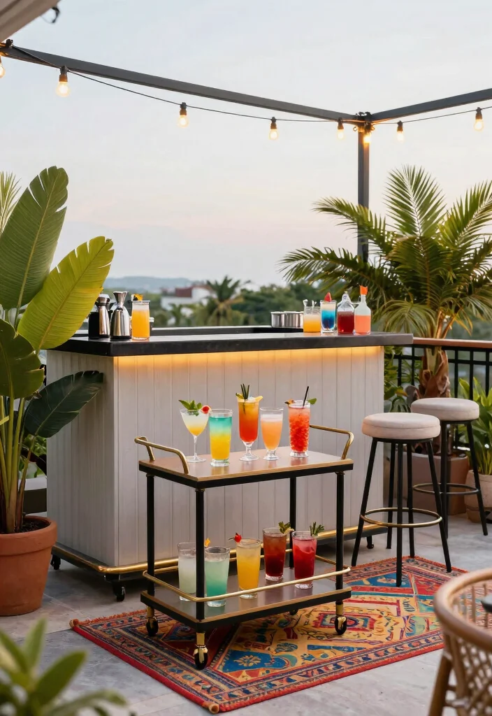 15 Big Balcony Ideas for Lounging Dining and Plant Styling 10. Outdoor Bar Setup 0