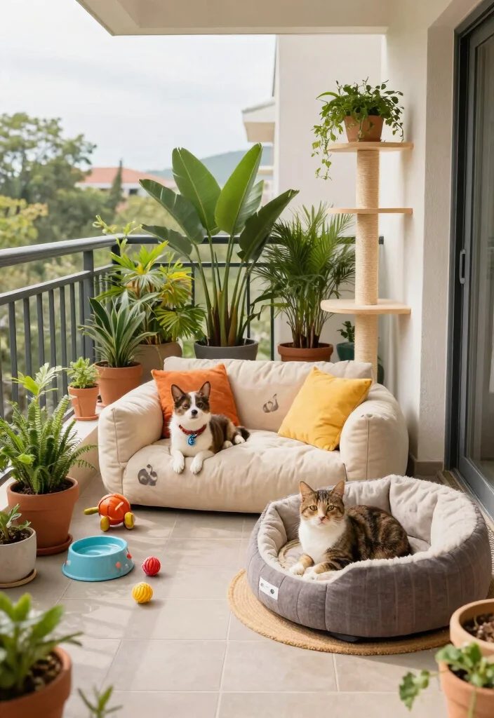 15 Big Balcony Ideas for Lounging Dining and Plant Styling 9. Pet Friendly Balcony Zone 0