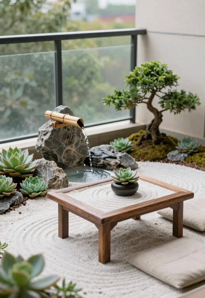 15 Large Balcony Ideas for Relaxed Hosting and Quiet Moments 11. Personal Zen Garden 0