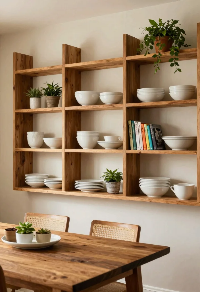 15 Modern Farmhouse Dining Room Ideas with Warm Character 10. Open Shelving 0