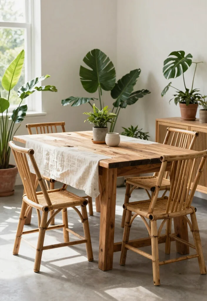 15 Modern Farmhouse Dining Room Ideas with Warm Character 7. Sustainable Materials 0