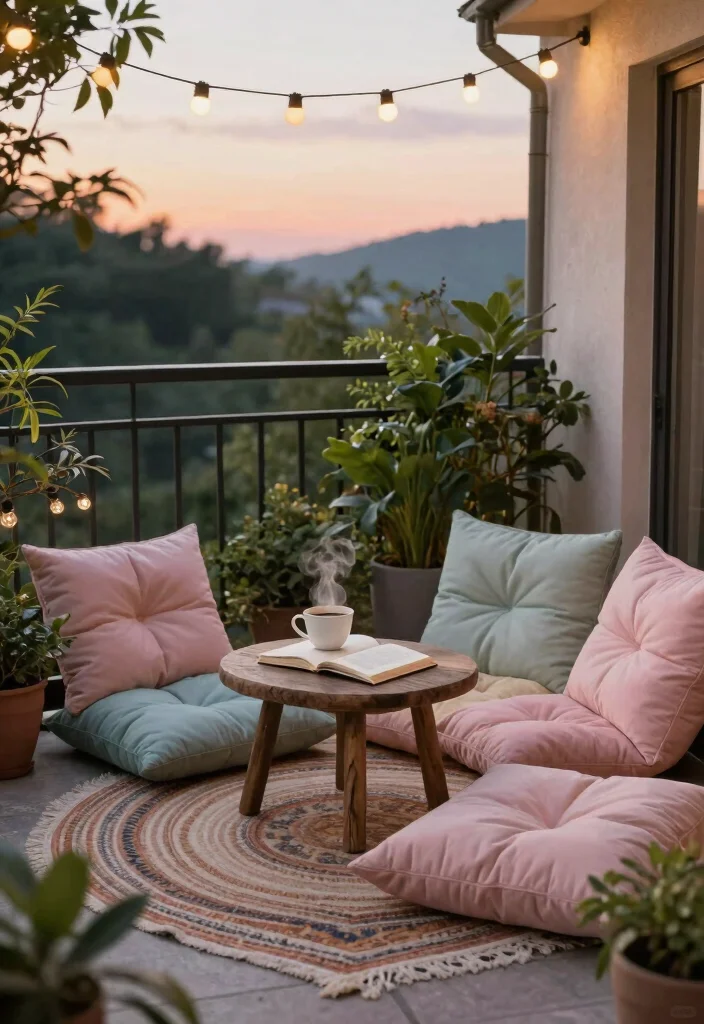 15 Outdoor Balcony Ideas for Fresh Air Living and Quiet Moments 2. Cozy Seating Nook 0
