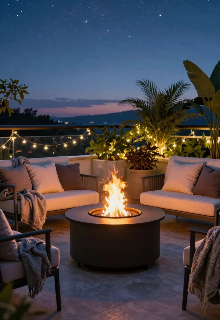 15 Outdoor Balcony Ideas for Fresh Air Living and Quiet Moments 6. Add a Mini Fire Pit 0