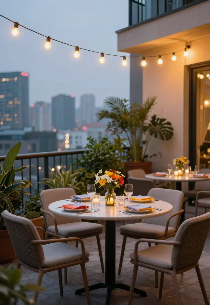 15 Outdoor Balcony Ideas for Fresh Air Living and Quiet Moments 7. Charming Outdoor Dining Area 0