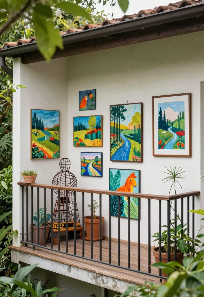 16 Apartment Balcony Ideas That Feel Cozy Airy and Lived In 10. Personalize with Artwork 0