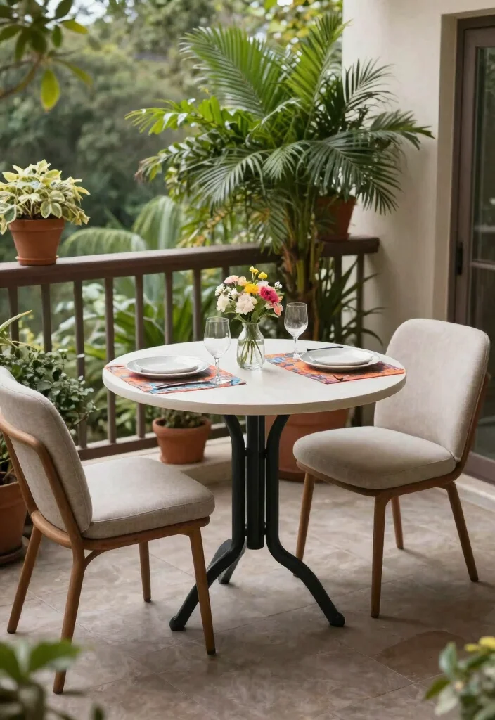 16 Apartment Balcony Ideas That Feel Cozy Airy and Lived In 14. Create a Dining Space 0