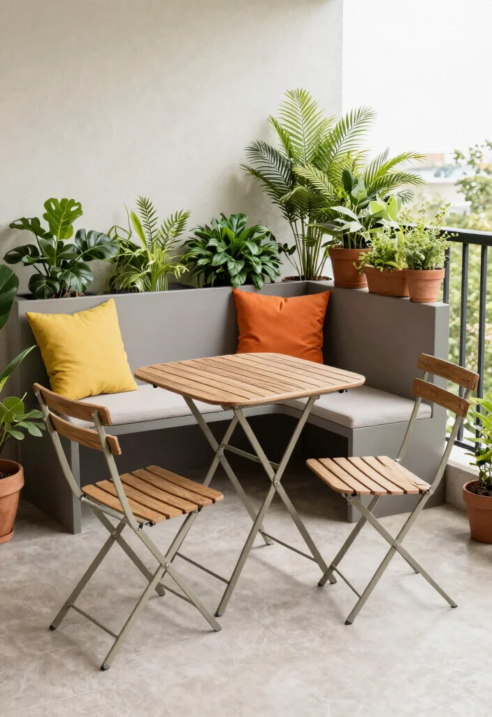 16 Apartment Balcony Ideas That Feel Cozy Airy and Lived In 3. Choose Multi Functional Furniture 0