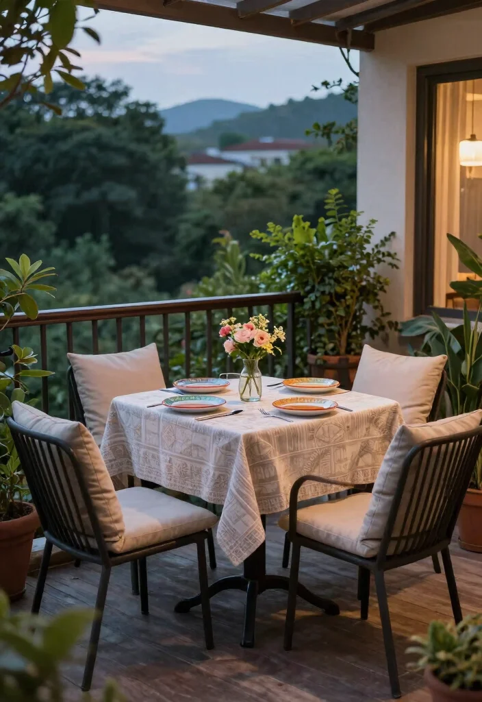 16 Balcony Decoration Ideas with Cozy Textures and Greenery 11. Outdoor Dining Experience 0