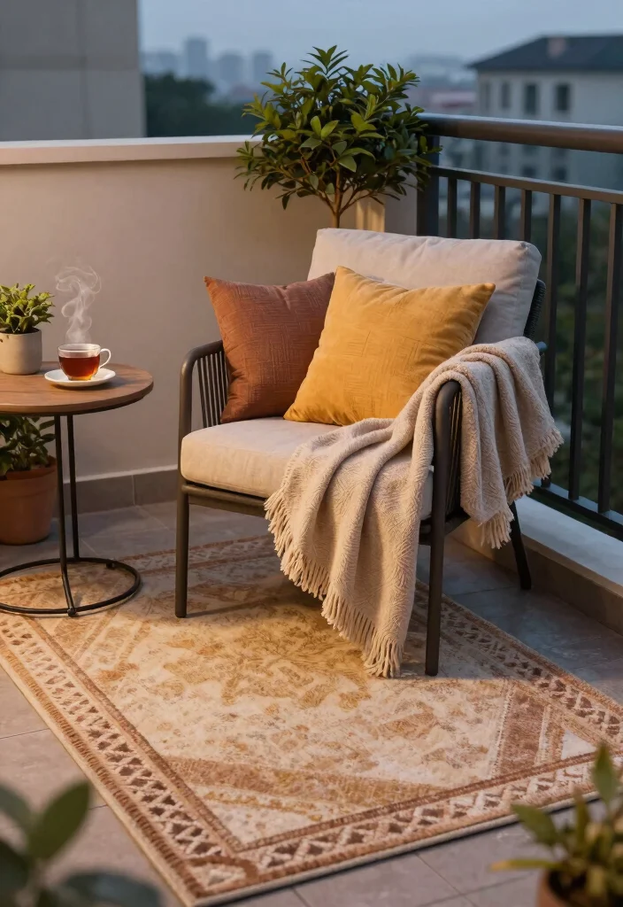 16 Cozy Apartment Balcony Ideas Youll Want to Use Every Day 1. Create a Cozy Corner with Pillows and Throws 0