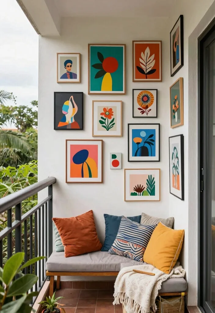 16 Cozy Apartment Balcony Ideas Youll Want to Use Every Day 15. Personal Touches with Artwork 0