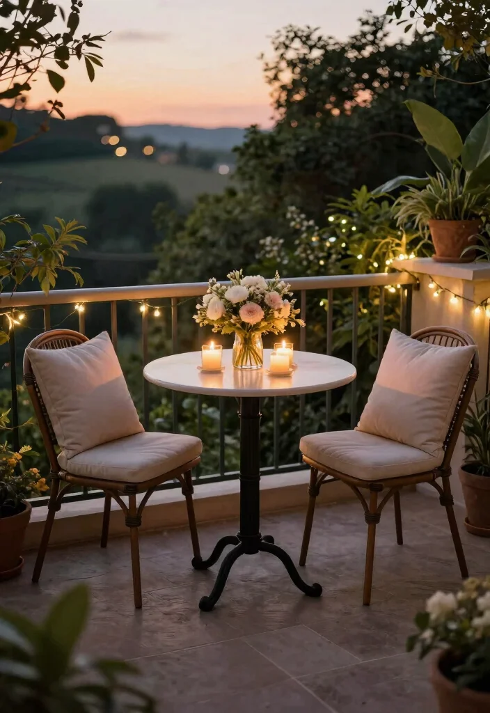16 Cozy Apartment Balcony Ideas Youll Want to Use Every Day 6. A Small Bistro Set for Romantic Dinners 0