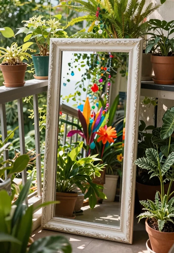 16 Cozy Apartment Balcony Ideas Youll Want to Use Every Day 9. Use Mirrors for an Illusion of Space 0