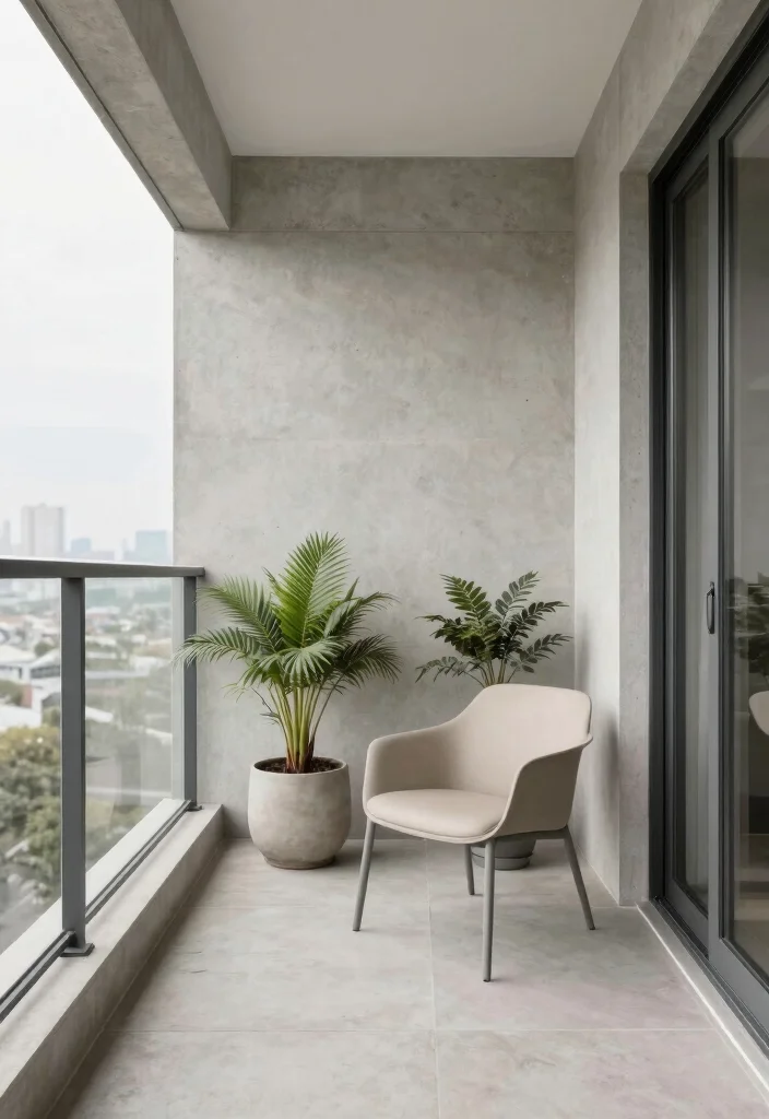 16 Modern Balcony Ideas with Clean Lines and Relaxed Atmosphere 13. Urban Minimalist Aesthetic 0
