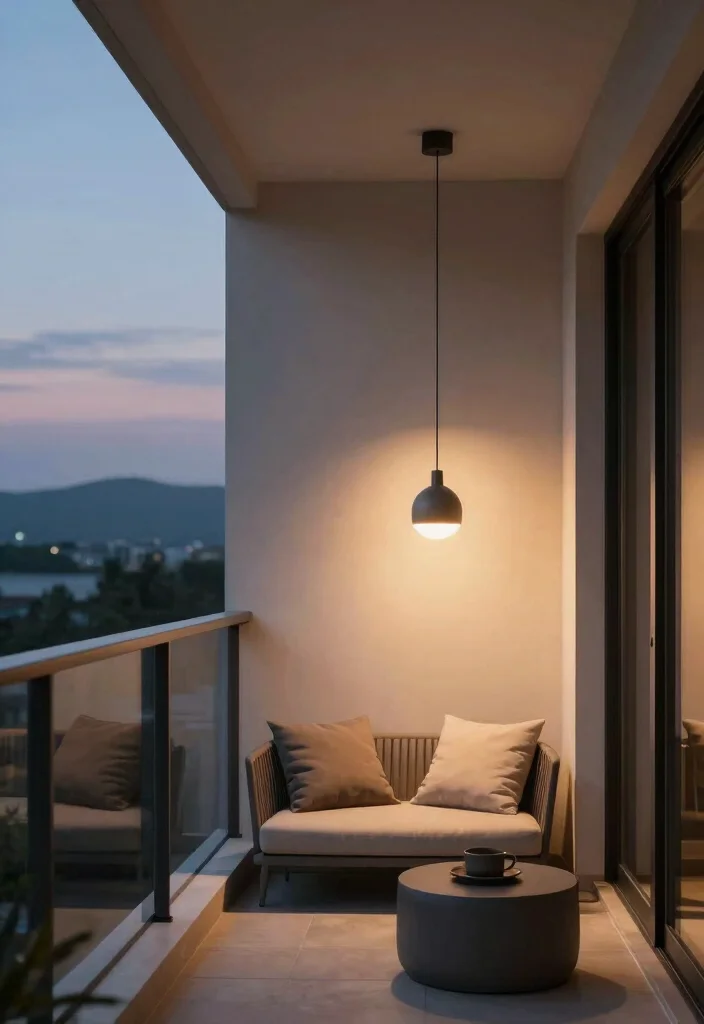 16 Modern Balcony Ideas with Clean Lines and Relaxed Atmosphere 3. Minimalist Lighting 0