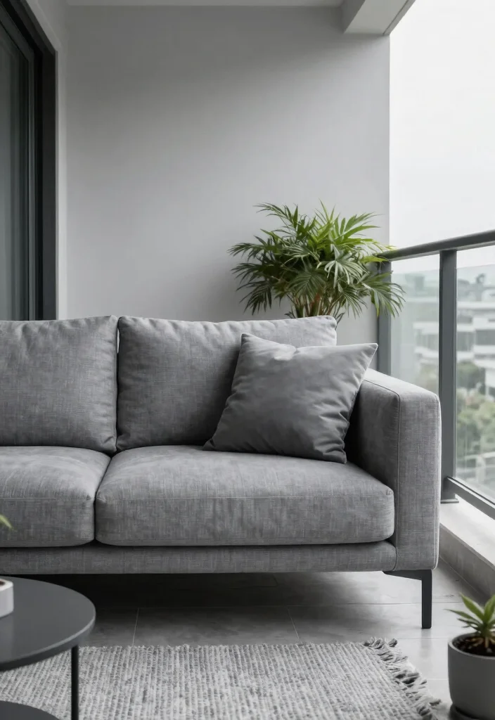 16 Modern Balcony Ideas with Clean Lines and Relaxed Atmosphere 4. Monochromatic Palette 0
